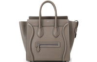 CELINE Luggage Cow Leather Handbag Large Size Women's Mouse Gray