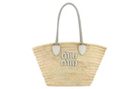 MIU MIU Palm With Leather One Shoulder Handbag Women's Natural White