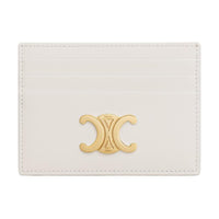 CELINE Triomphe Calfskin Card Holder Women's Beige
