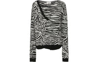 SAINT LAURENT Zebra Patterned V-Neck Sweater