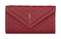 SAINT LAURENT GABY Sheepskin Wallet Large Size Women's Burgundy