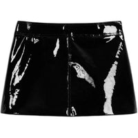 CELINE Trapeze Mini Skirt In Patent Lambskin Leather