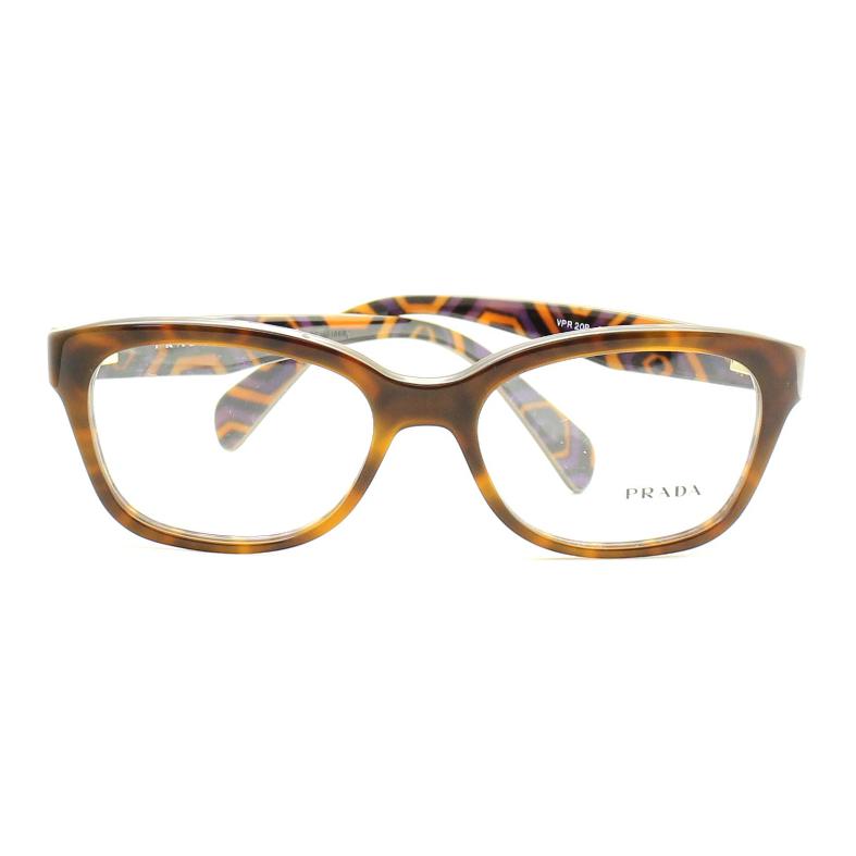 PRADA Acetate Irregular Shape Eyeglass Frames Women's Brown