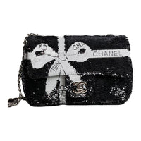 CHANEL Sequins Shoulder Bag Crossbody Bag Regular Women's Black