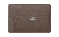 HERMES Cow Leather Card Holder Men's Tin Gray