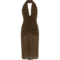 SAINT LAURENT Silk Crepe Midi Dress
