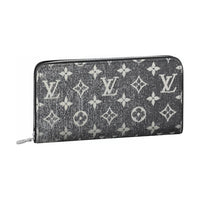 LOUIS VUITTON Zippy Denim Wallet Women's Gray