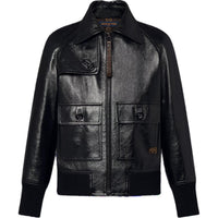 LOUIS VUITTON Leather Jacket Women's Black