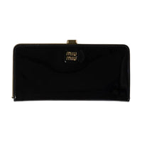 MIU MIU Calfskin Wallet Tubas Women's Black