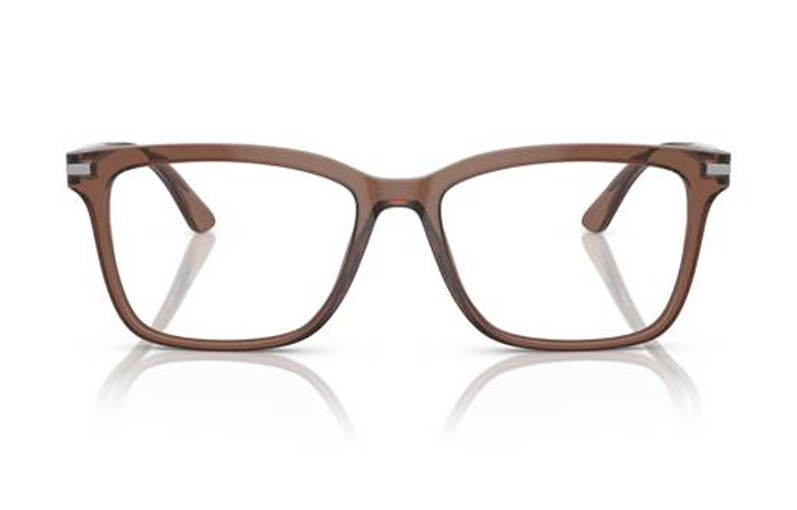 PRADA Acetate Irregular Shape Eyeglass Frames Men's Transparent Brown