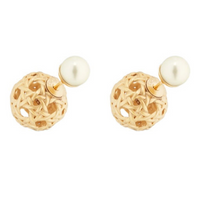 DIOR Metal Stud Earrings Women's Gold