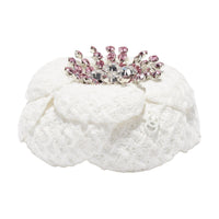 CHANEL Cotton Twill Velvet Rhinestone Brooches Women's White
