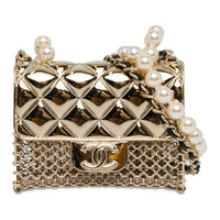 CHANEL Artificial Pearl Necklaces Women's Gold