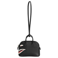 HERMES Calfskin, Palladium Plated Pendants Unisex Black