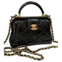 CHANEL Polished Lambskin Handbag Shoulder Bag Crossbody Bag Mini Unisex Black