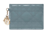 DIOR Lady Dior Cow Leather Card Holder Unisex Cloud Blue