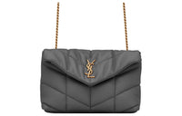 SAINT LAURENT PUFFER Sheepskin Shoulder Bag, Crossbody Bag Mini Women's Gray