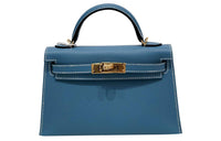 HERMES Mini Kelly Generation 1 Epsom Leather Kelly Bag Handbags Mini Women's Blue