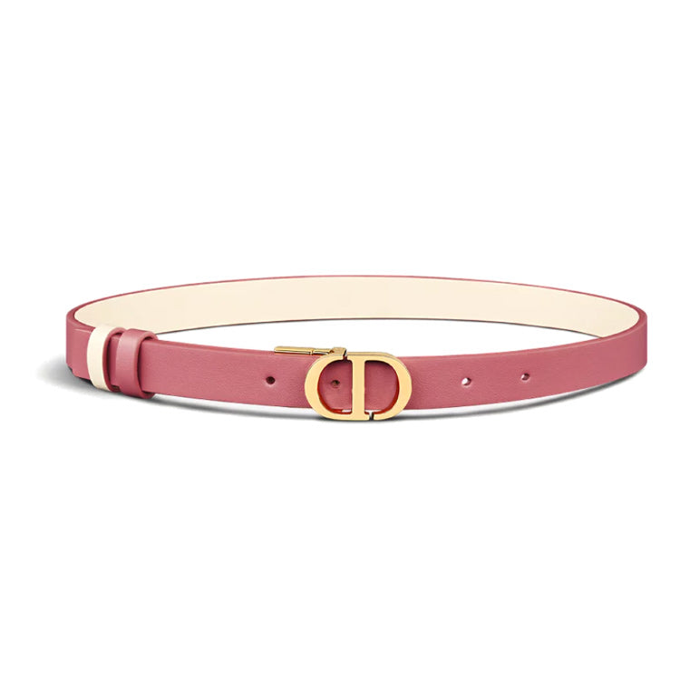 DIOR Calfskin Brass Leather Belts Women's Pink/Brown Width: 2CM
