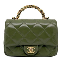 CHANEL Lambskin Portable Crossbody Bag, Shoulder Bag Mini Women's Green