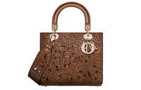 DIOR Lady Dior Cow Leather DaiFeng Handbags Medium Size Women's Brown