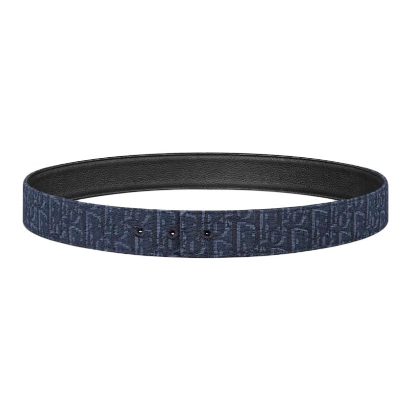 DIOR Calfskin Leather Belts Men's Blue Width 3.5CM