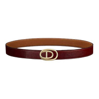 HERMES Calfskin Leather Belts Men's Hermes Red Width: 3.2CM