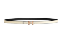 HERMES H Letter Logo Smooth Buckle Leather Belts Women's White/Black Width: 1.3cm