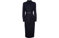 PRADA High Neck Belted Waist Midi Dress