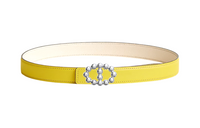 HERMES Maillon Bubble Double-Sided Cut-Out Decoration Smooth Buckle Leather Belts Women's Yellow Width: 2.4cm