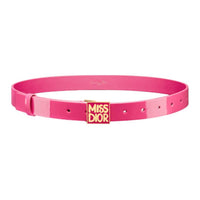 DIOR Letter Logo Design, Smooth Buckle Patent Leather Belts Women's Fuchsia Width 2.5cm