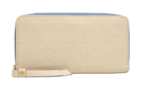 LOUIS VUITTON Zippy Leather Wallet Regular Women's Cream Blue