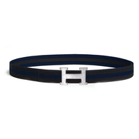 HERMES Nylon, Palladium Plated Belt Men's Blue Width 3.2CM