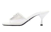 PRADA Plexiglas 65mm Mule Sandals White Patent Leather Women's
