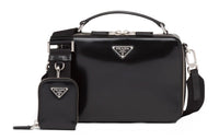 PRADA Brique Shiny Leather Messenger Bag Portable Crossbody Bag Shoulder Bag Regular Men's Black