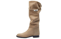 HERMES Jumping Knee-high Boots Women's Beige
