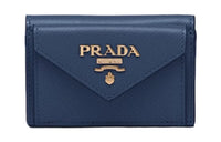 PRADA Saffiano Leather Wallet Small Size Women's Blue