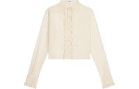 CELINE Romy Cropped Shirt In Lace And Cotton