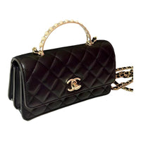 CHANEL Sheepskin Handbag Shoulder Bag Crossbody Bag Women's Black