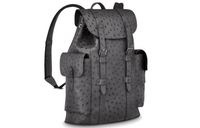LOUIS VUITTON CHRISTOPHER Ostrich Leather Backpack Small Size Men's Gray