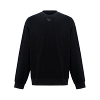 PRADA SS23 Men Solid Round Neck Pullover Long Sleeve Sweatshirt Black