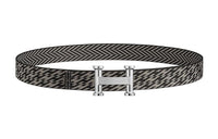 HERMES Individual Silver Buckle Nylon Belt Men's Black/Graphite Ink Width: 3.2cm