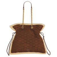SAINT LAURENT Suede Handbag Shoulder Bag Women's Brown