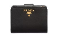 PRADA Saffiano Leather Wallet Women's Black With Light Pink