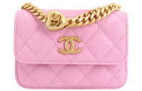 CHANEL Grain Embossed Cow Leather Small Waste Bag Shoulder Bag Crossbody Bag Regular Women's Pink