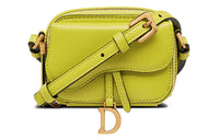 DIOR Sheepskin Saddle Bag Handheld Shoulder Bag Crossbody Bag Regular Women's Green Yellow