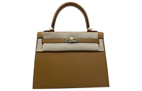 HERMES Kelly Cow Leather Kelly Bag Handbags Women's Sesame-Colored