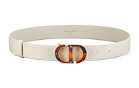 DIOR Metal Detail Smooth Buckle Cow Leather Belts Women's White