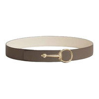HERMES Calfskin Leather Belts Men's Umber Width 3.8CM