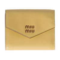 MIU MIU Leather Wallet Women's Vanilla With Cognac
